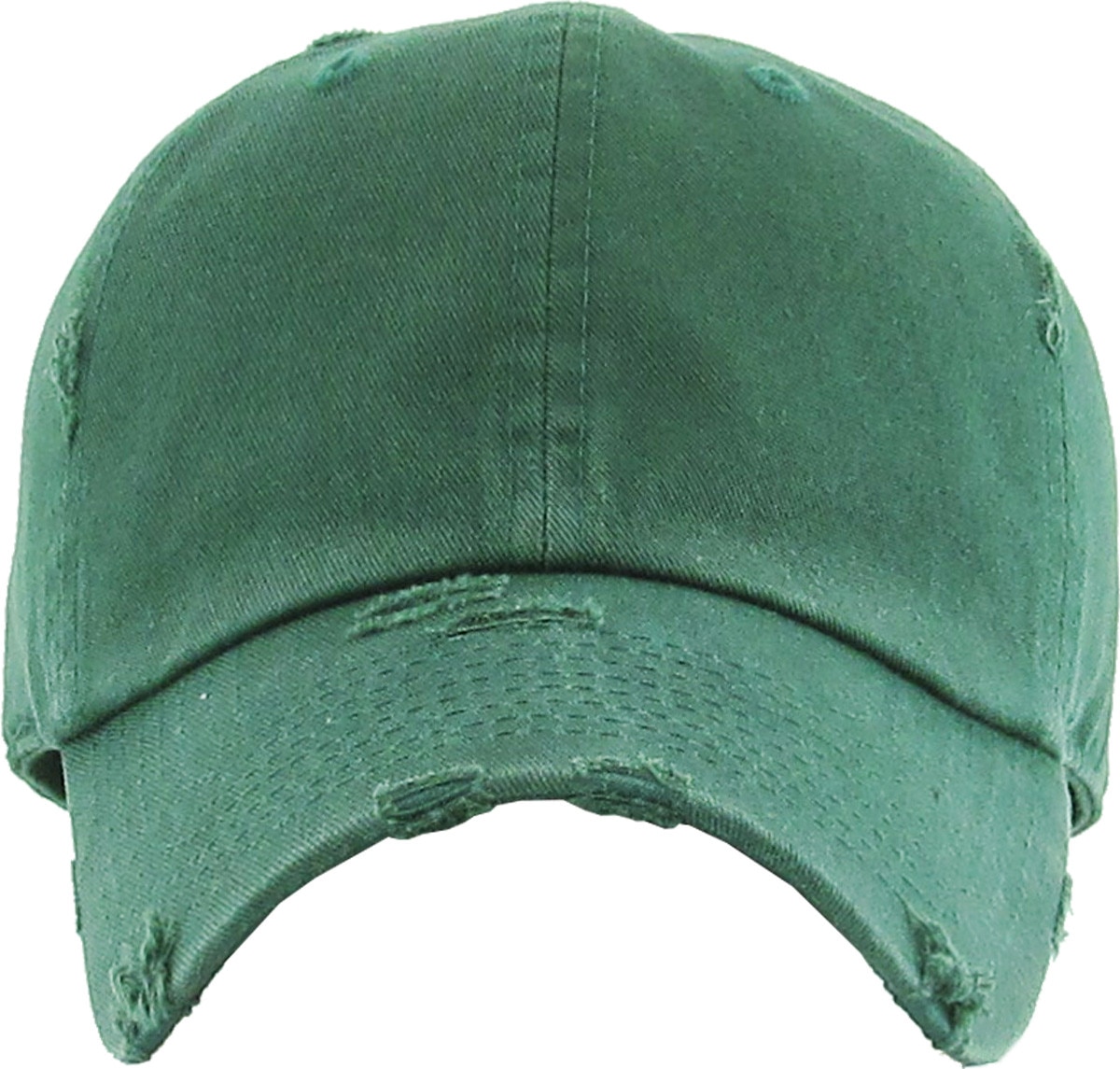 Hunter Green Distressed Vintage Baseball Cap Front View